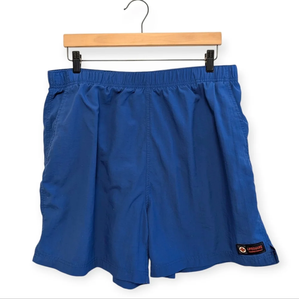 VINTAGE Lifeguard Blue Swim Trunks Nylon Lined XL 6